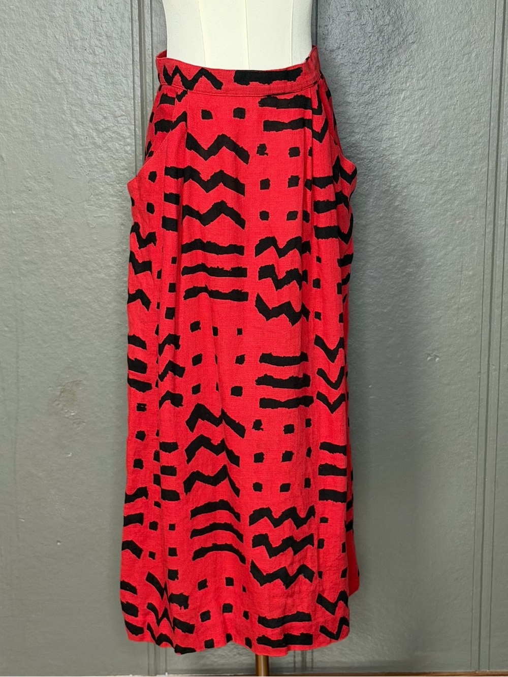 Vintage 90s Jones New York Red Linen Skirt